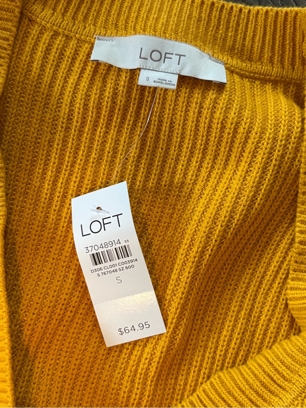 LOFT Ribbed Crewneck Sweater in Mustard